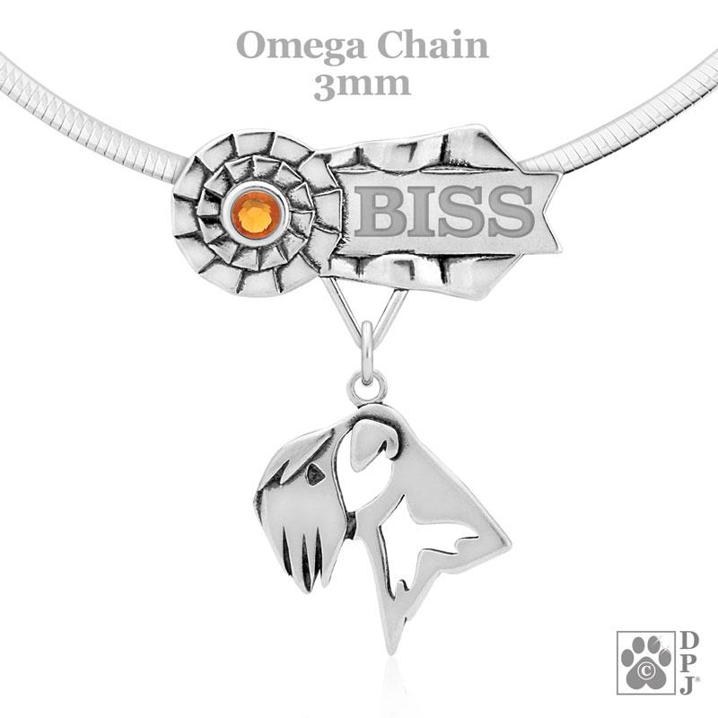 Soft Coated Wheaten Terrier, Head, Engravable Ribbon Charm Holder