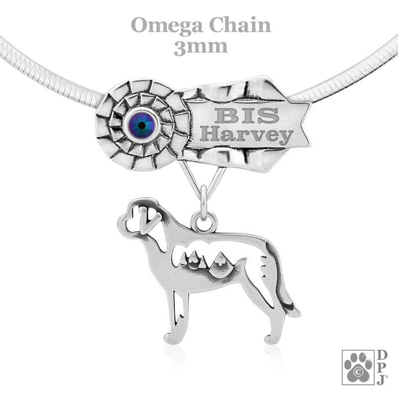 Saint Bernard with Mountain, Body, Engravable Ribbon Charm Holder