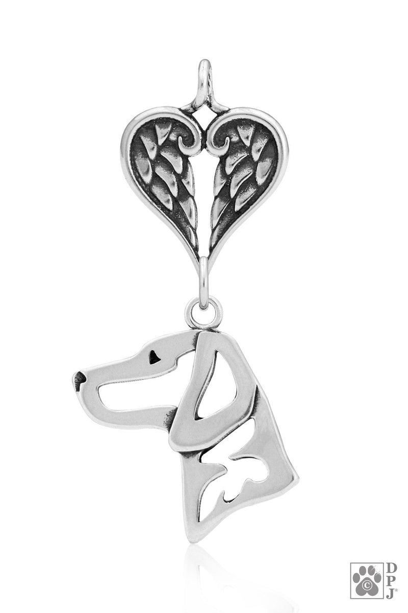 Vizsla, Head, with Engravable Healing Angels Pendant