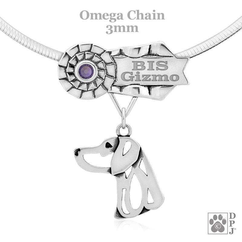 Weimaraner, Head, Engravable Ribbon Charm Holder