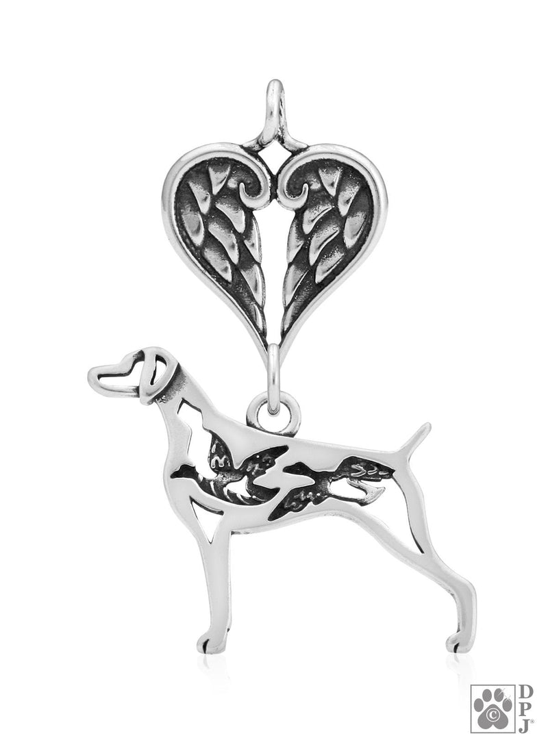 Weimaraner w/Ducks, Body, with Engravable Healing Angels Pendant