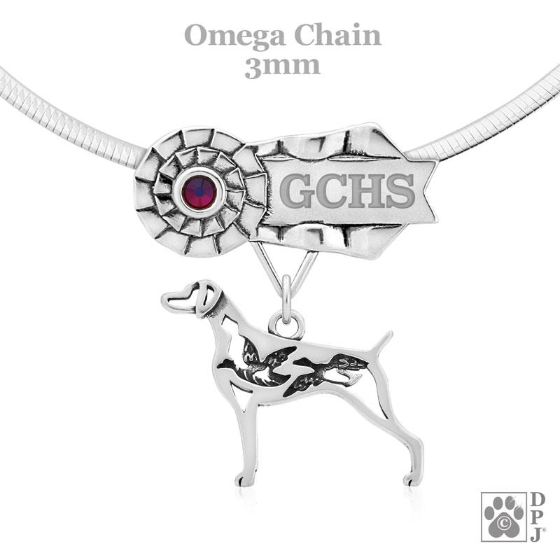 Weimaraner with Ducks, Body, Engravable Ribbon Charm Holder