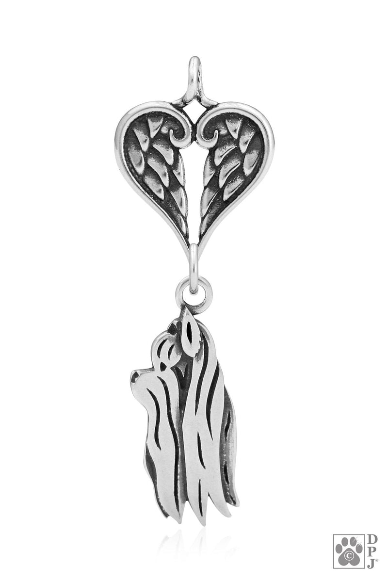 Yorkshire Terrier Show Cut, Head, with Engravable Healing Angels Pendant