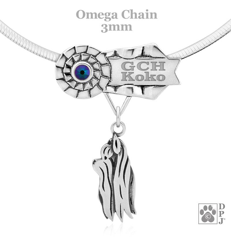 Yorkshire Terrier, Show Cut, Head, Engravable Ribbon Charm Holder