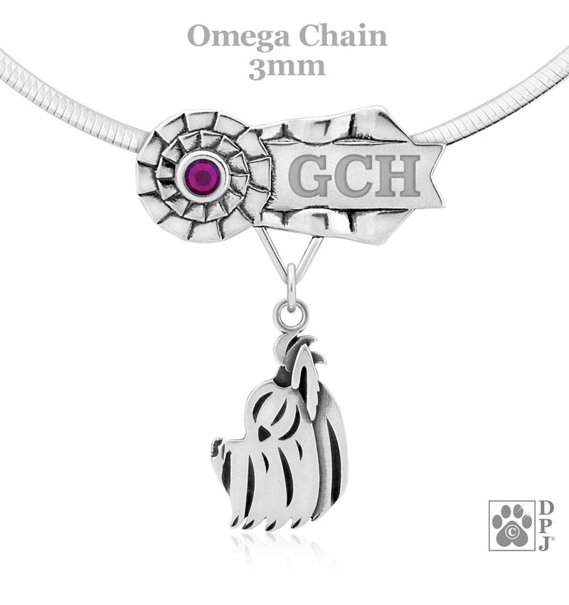 Yorkshire Terrier, Puppy Cut, Head, Engravable Ribbon Charm Holder