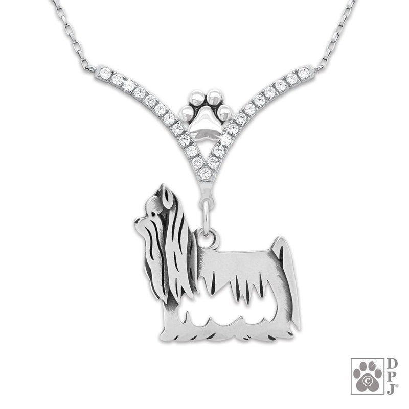 VIP Yorkshire Terrier Show Cut VIP CZ Necklace, Body