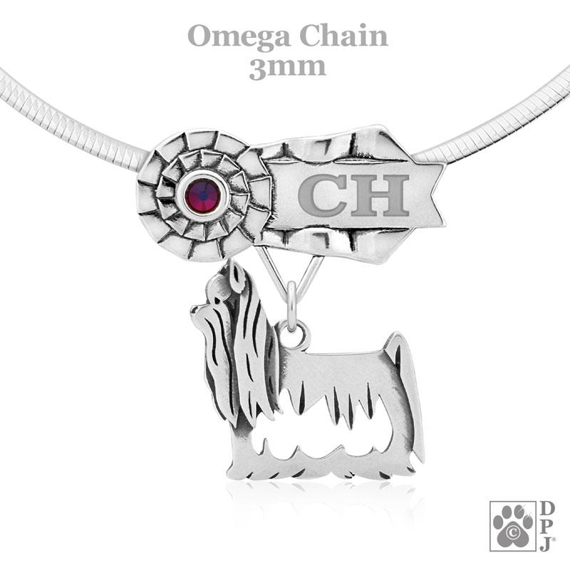 Yorkshire Terrier, Show Cut, Body, Engravable Ribbon Charm Holder