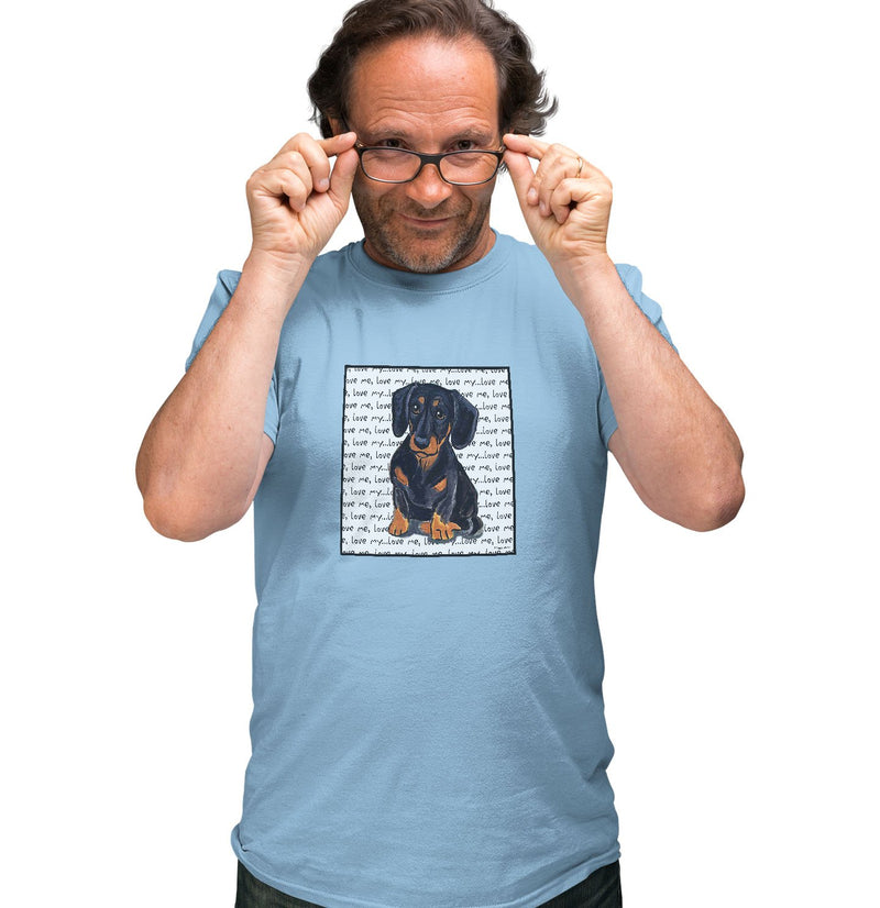 Black Dachshund Love Text - Adult Unisex T-Shirt