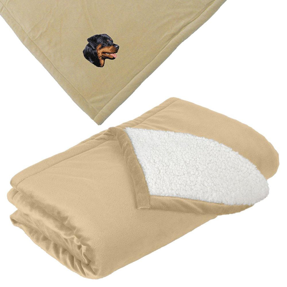 Embroidered Blankets Tan  Rottweiler D7