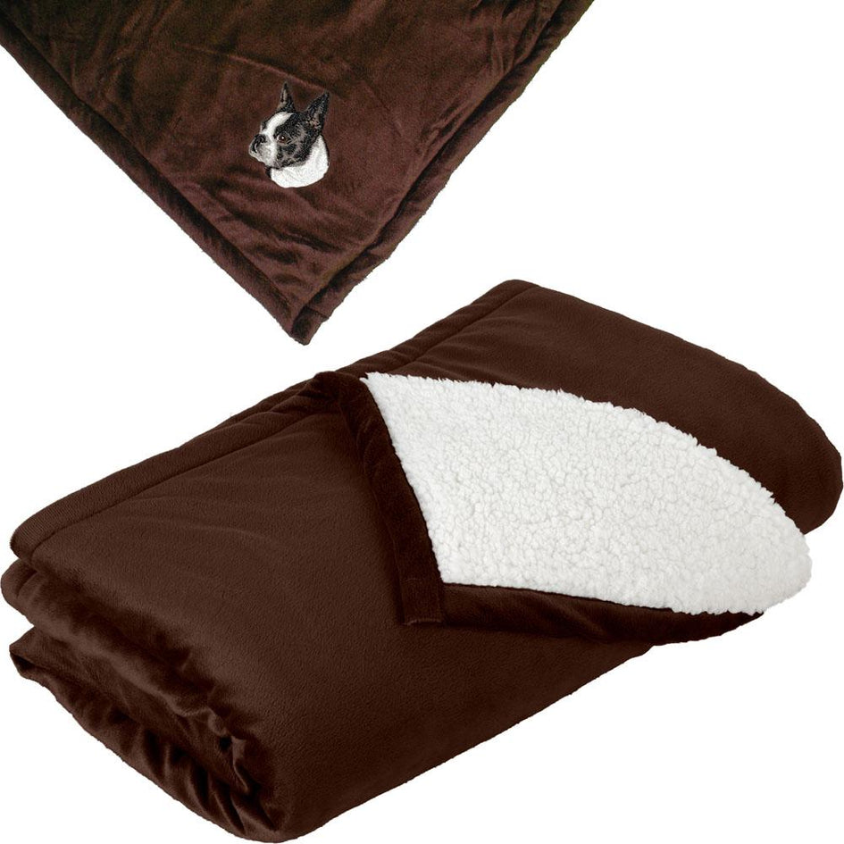 Embroidered Blankets Brown  Boston Terrier D50