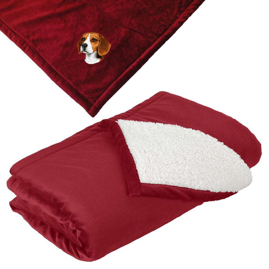 Embroidered Blankets Red  Beagle D31
