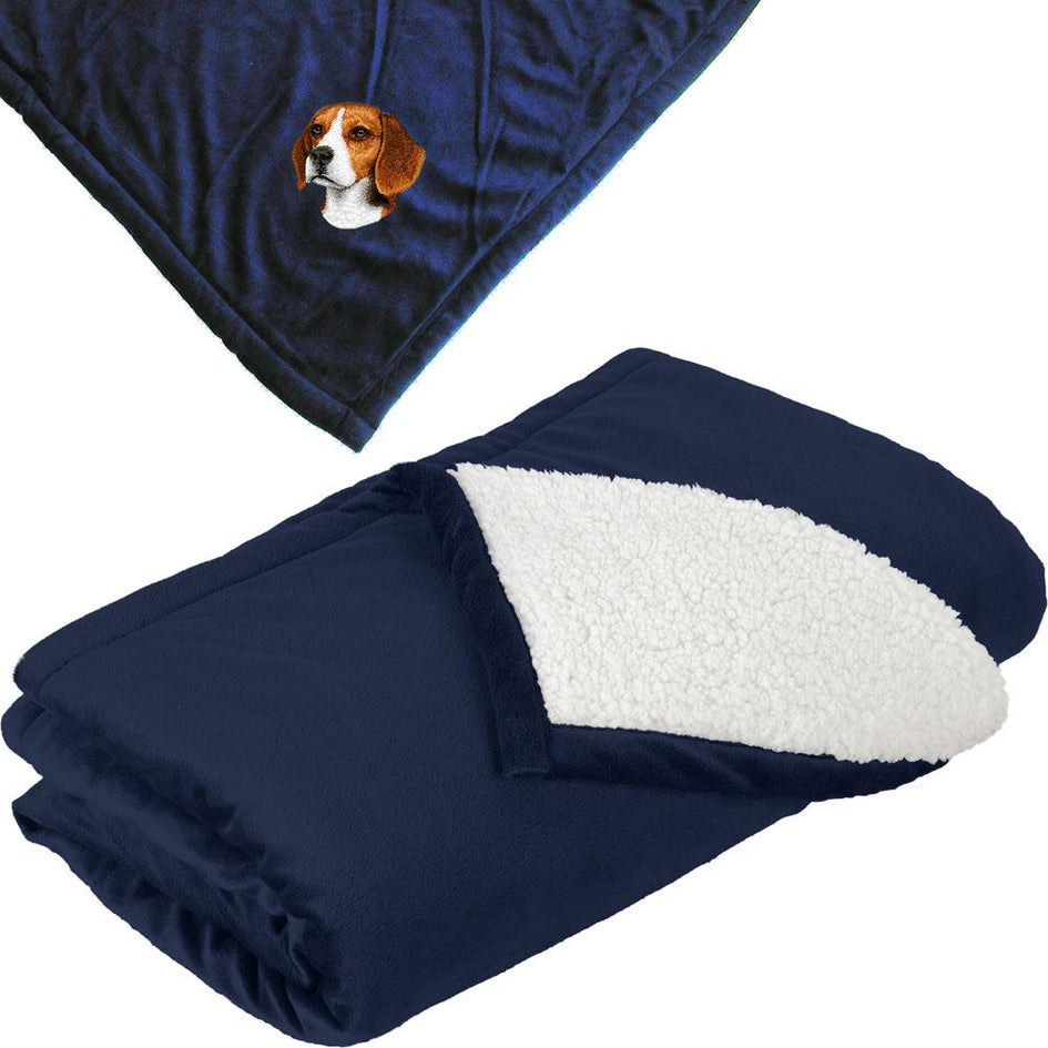 Embroidered Blankets Navy  Beagle D31
