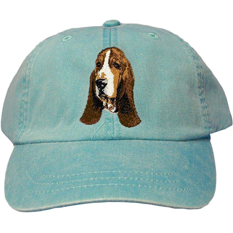 Embroidered Baseball Caps Turquoise  Basset Hound DJ229