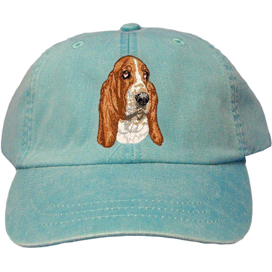 Embroidered Baseball Caps Turquoise  Basset Hound DV286