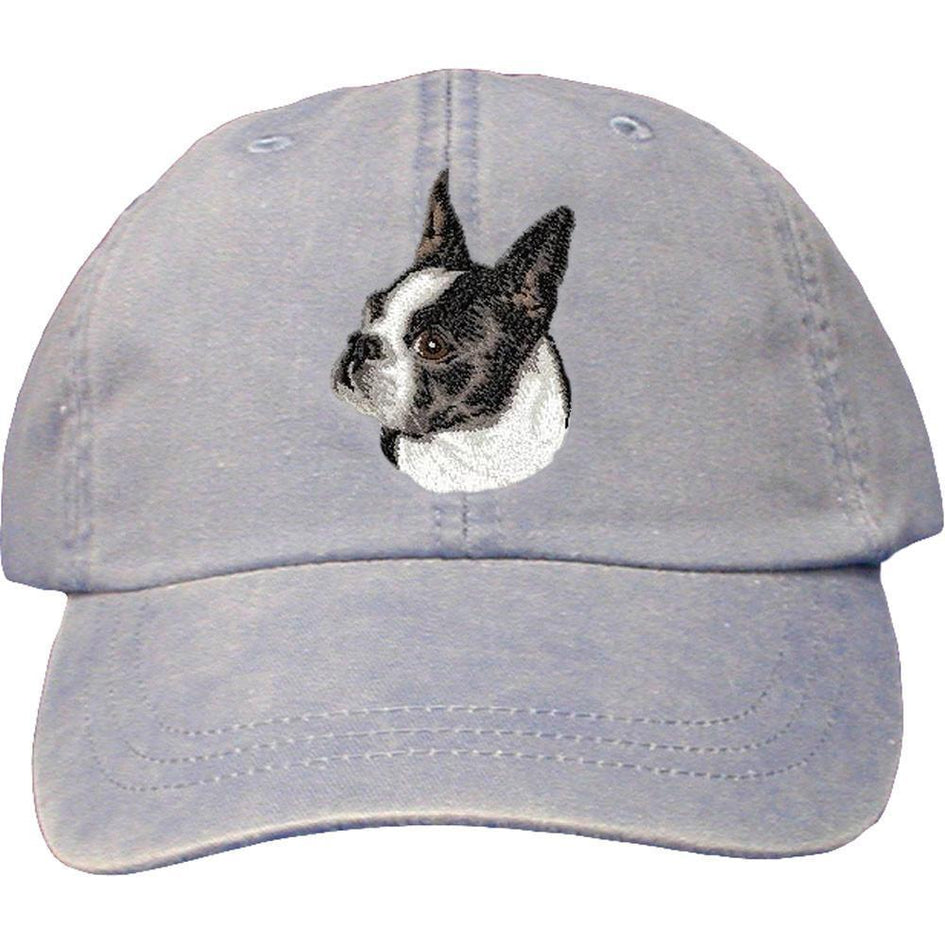 Embroidered Baseball Caps Light Blue  Boston Terrier D50
