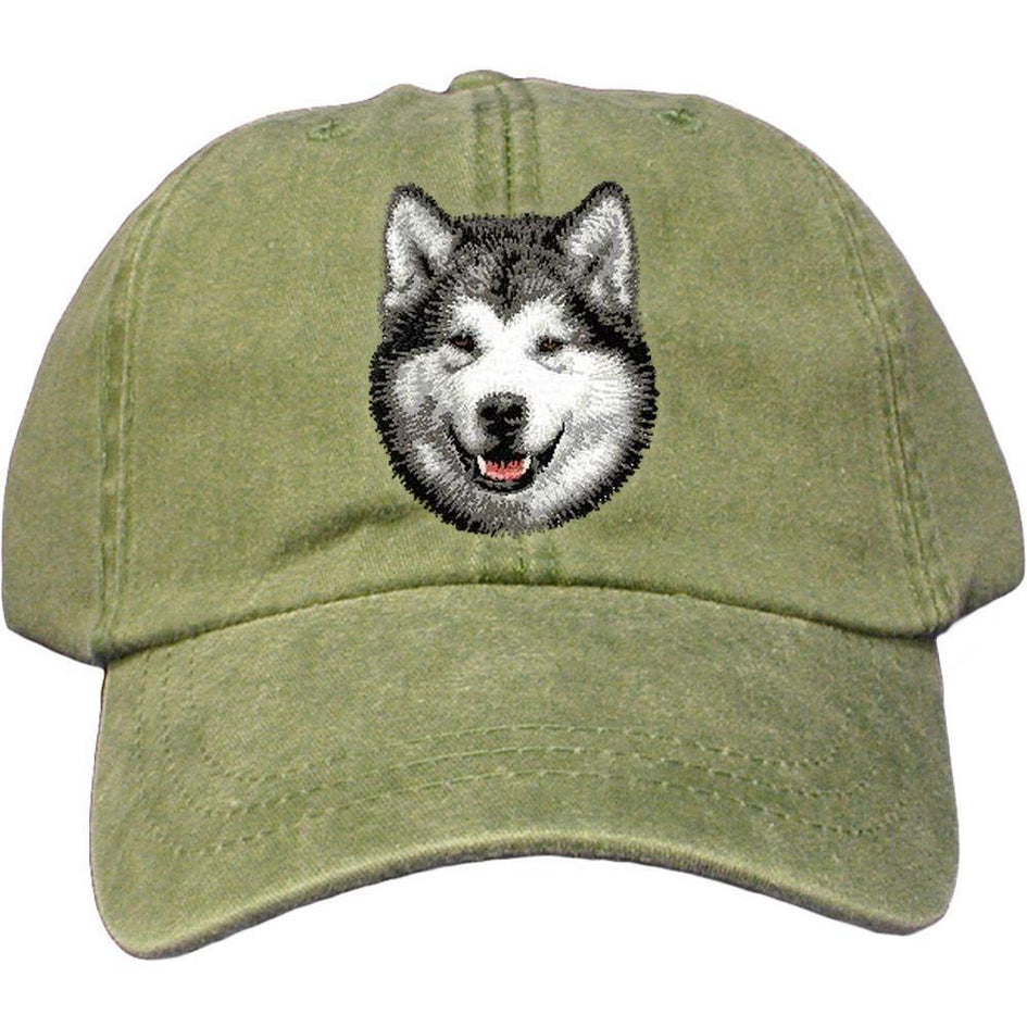 Embroidered Baseball Caps Green  Alaskan Malamute D33