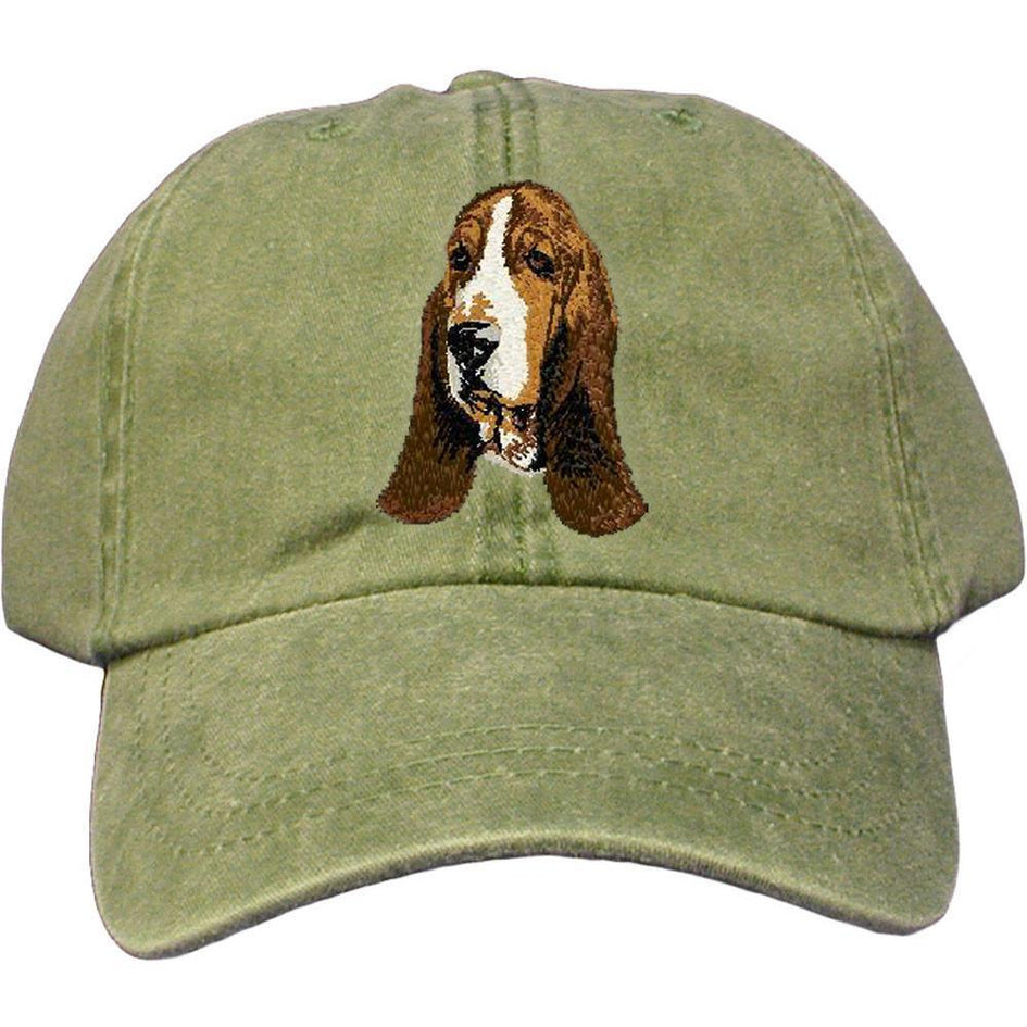 Embroidered Baseball Caps Green  Basset Hound DJ229
