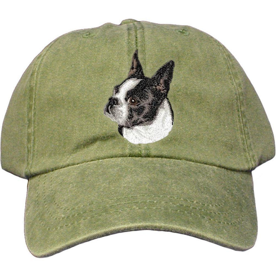 Embroidered Baseball Caps Green  Boston Terrier D50