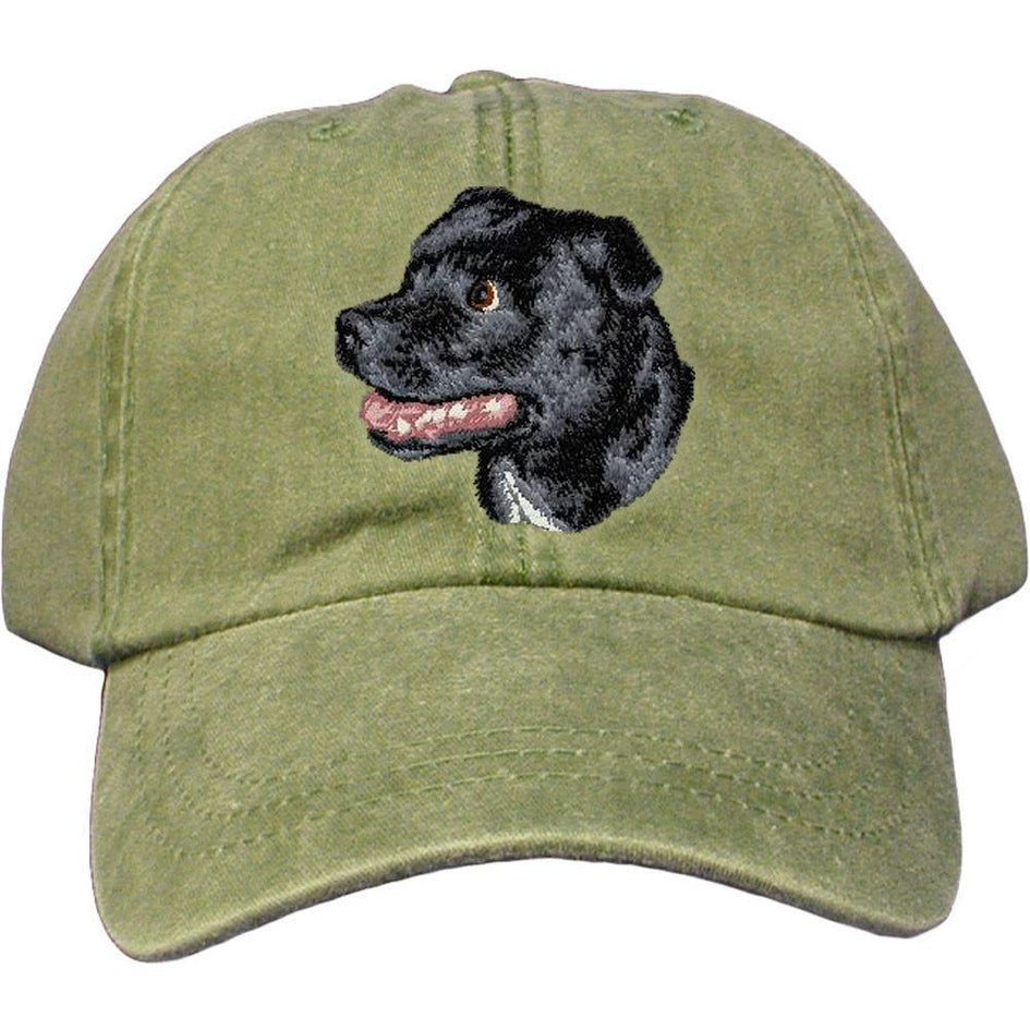 Embroidered Baseball Caps Green  Staffordshire Bull Terrier D113
