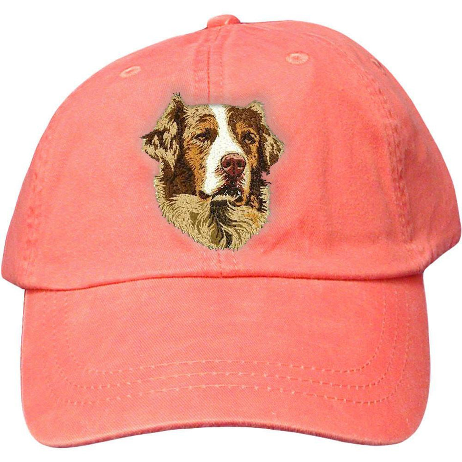 Embroidered Baseball Caps Peach  Australian Shepherd DJ298
