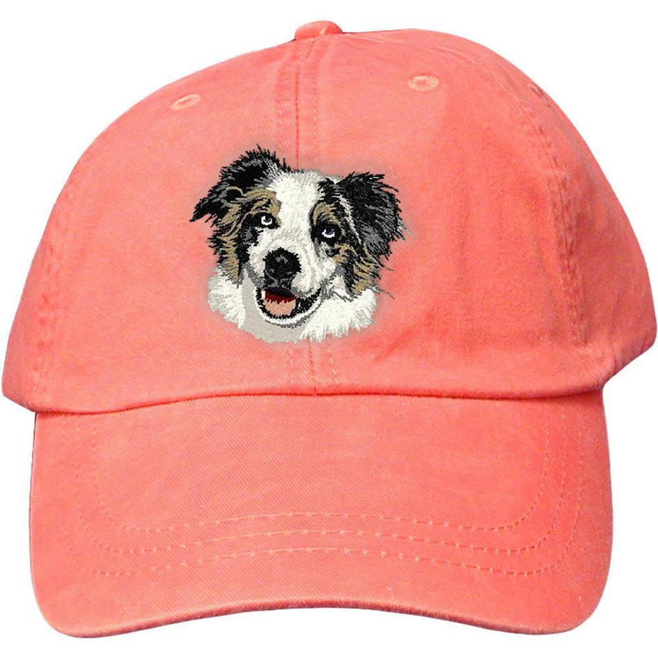 Embroidered Baseball Caps Peach  Australian Shepherd DV164
