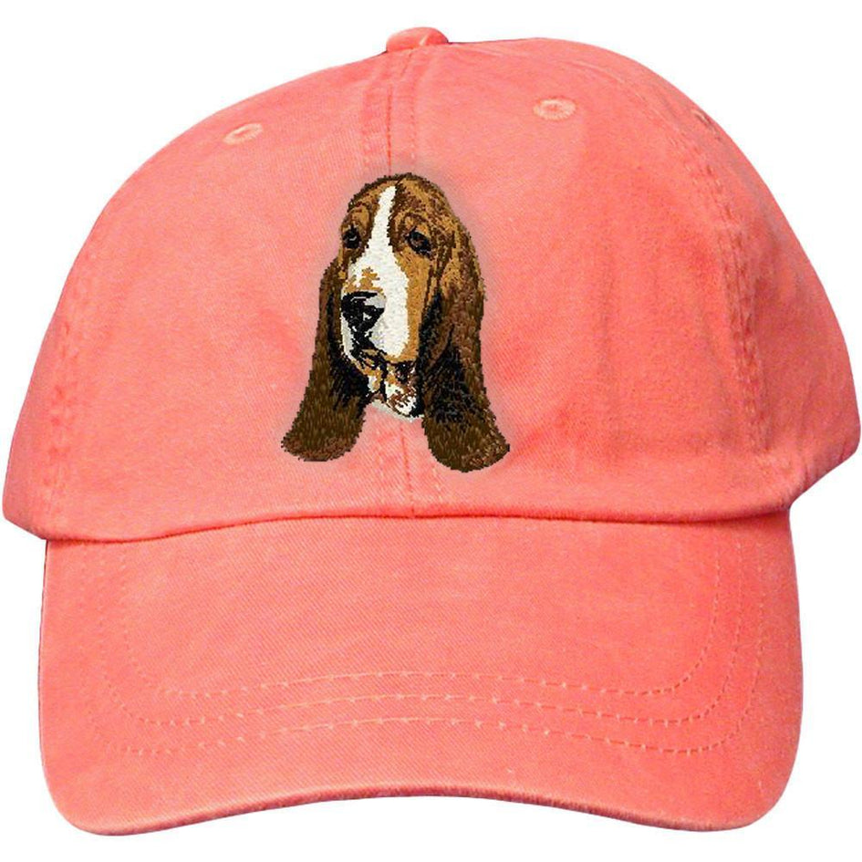 Embroidered Baseball Caps Peach  Basset Hound DJ229