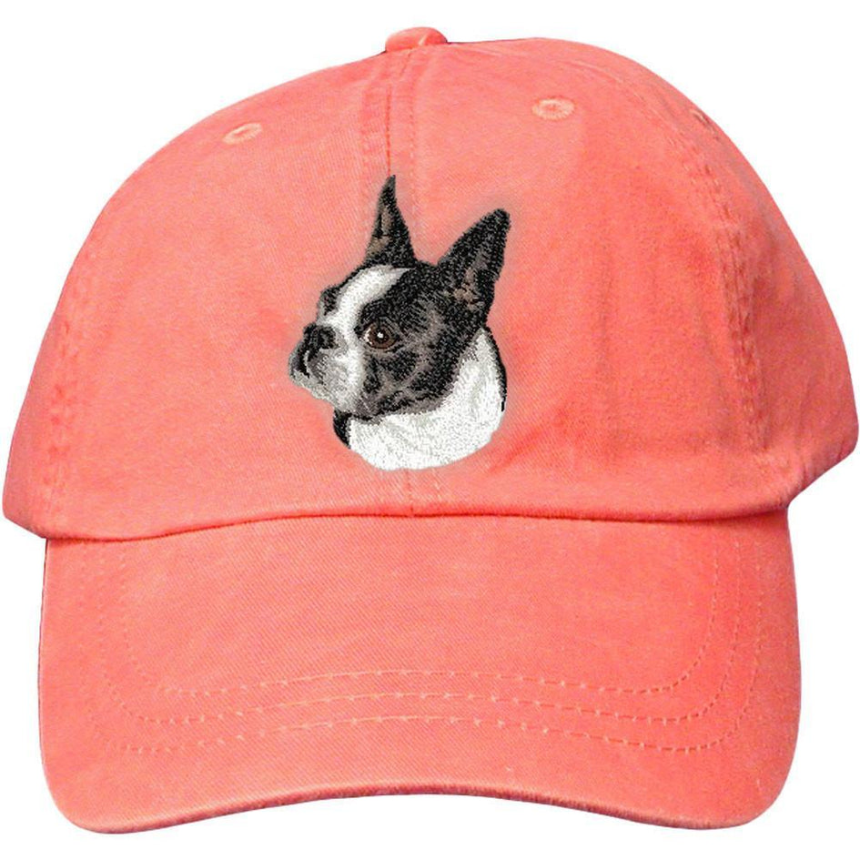 Embroidered Baseball Caps Peach  Boston Terrier D50