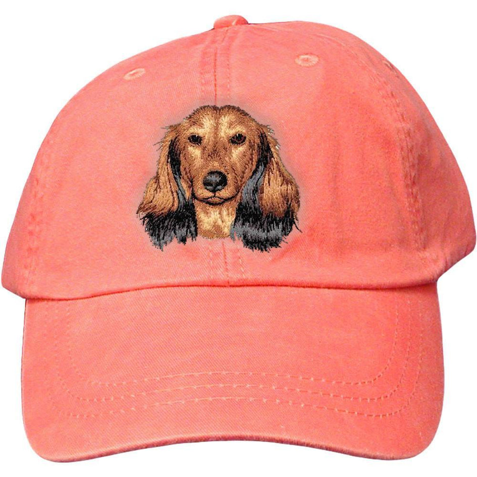 Embroidered Baseball Caps Peach  Dachshund D109