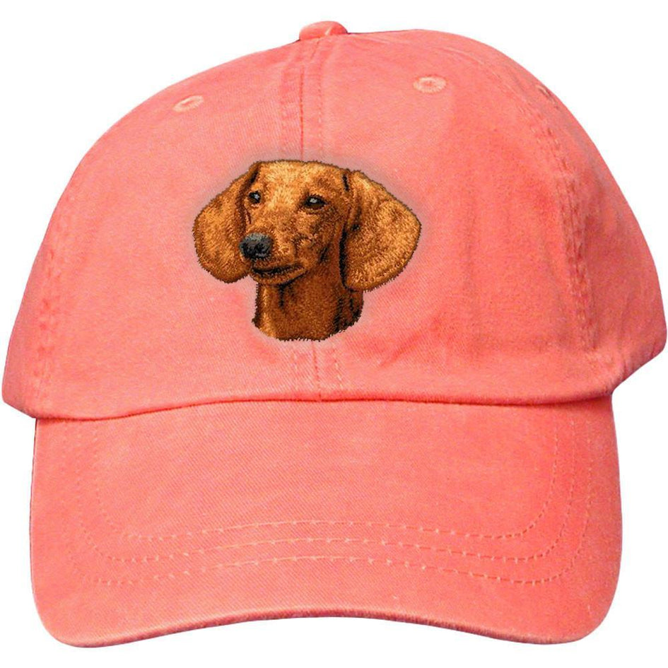 Embroidered Baseball Caps Peach  Dachshund D29
