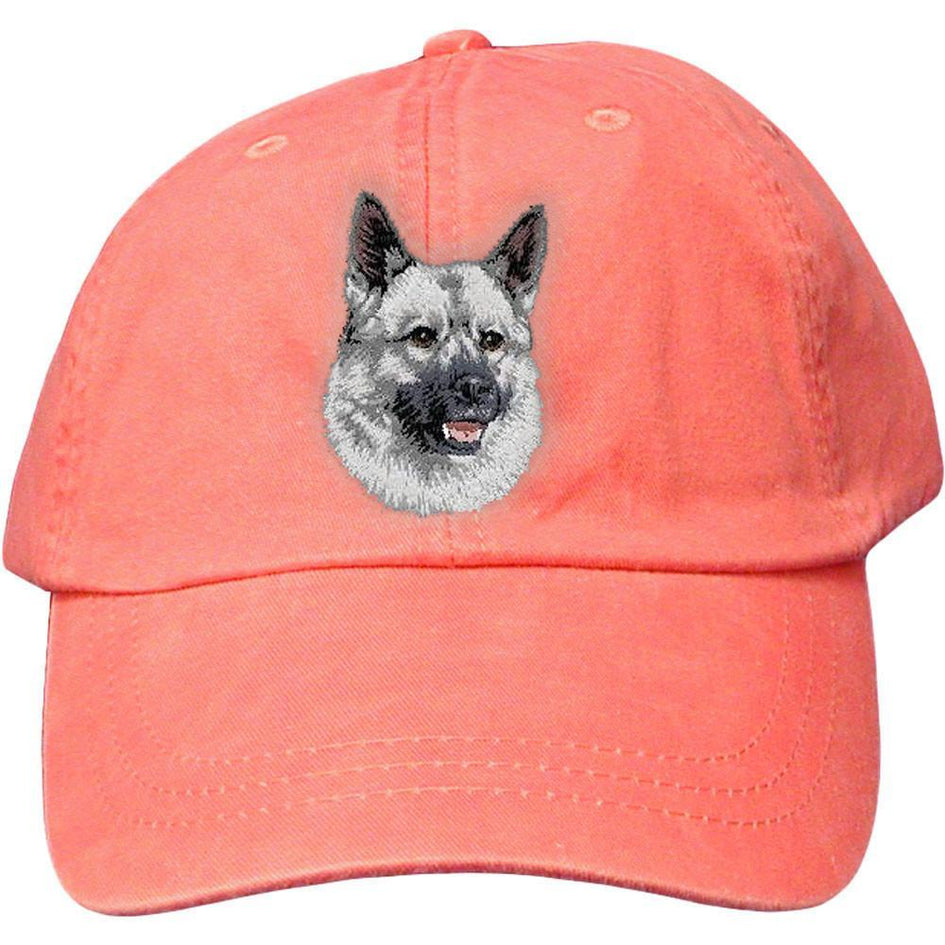 Embroidered Baseball Caps Peach  Norwegian Elkhound D144