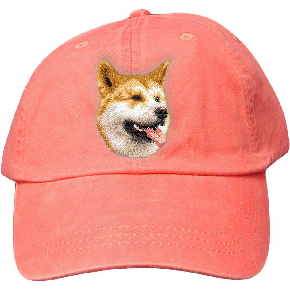 Embroidered Baseball Caps Peach  Shiba Inu D91