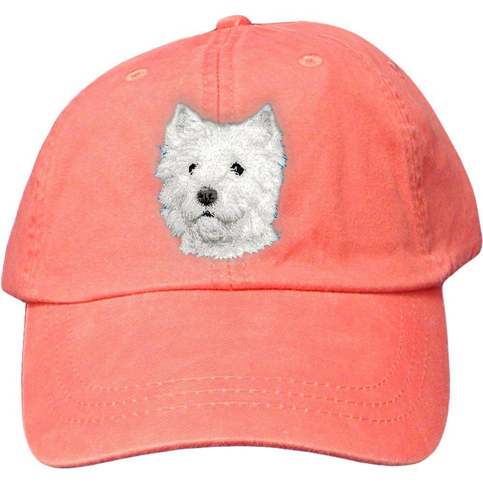 Embroidered Baseball Caps Peach  West Highland White Terrier D126