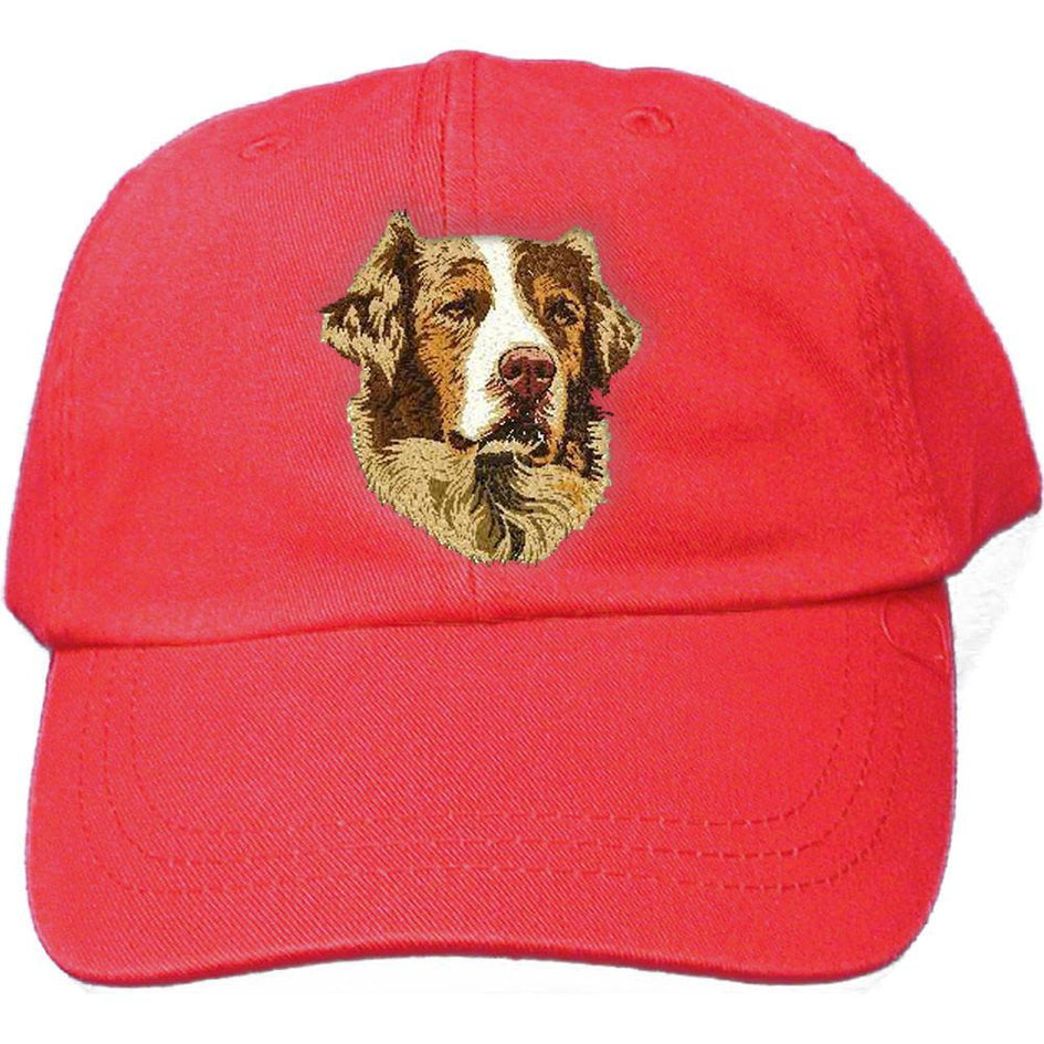 Embroidered Baseball Caps Red  Australian Shepherd DJ298