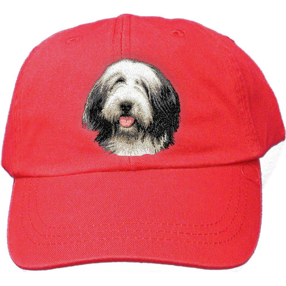 Embroidered Baseball Caps Red  Bearded Collie D37