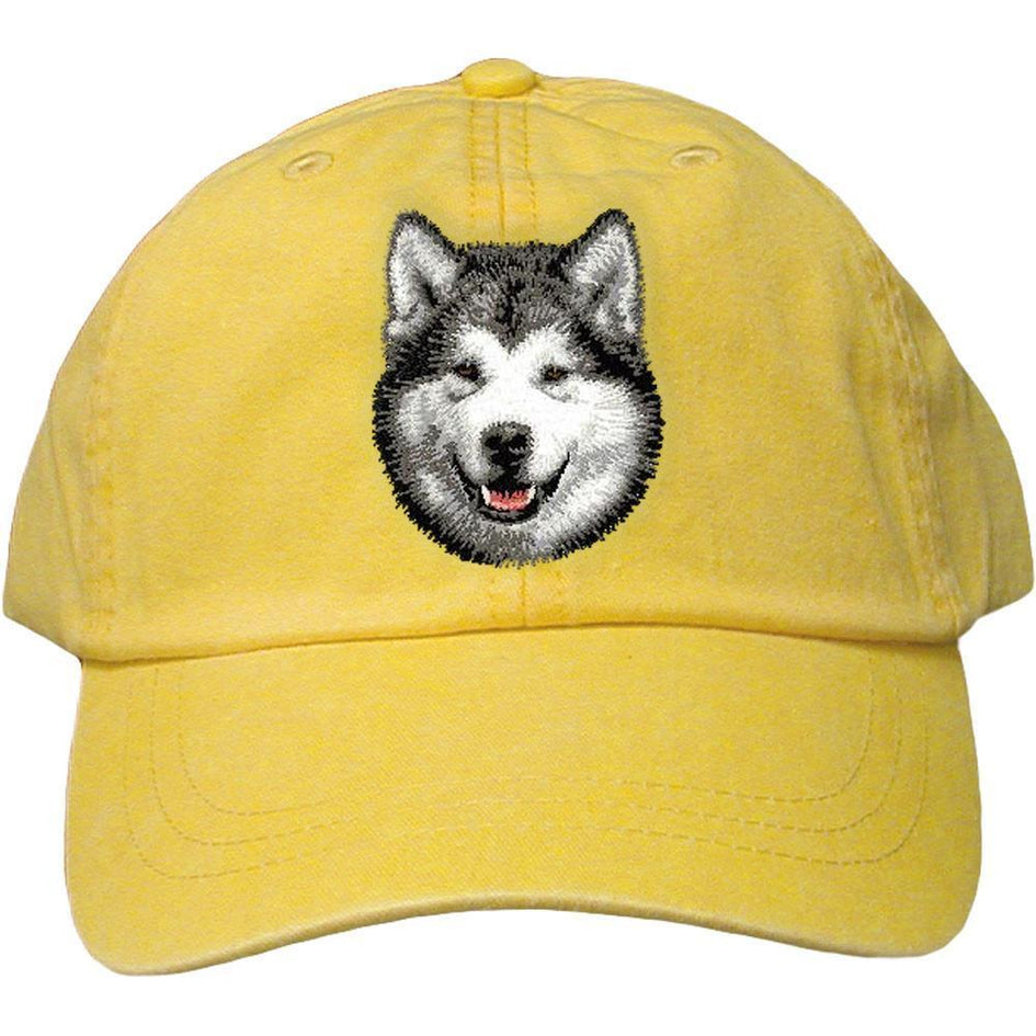 Embroidered Baseball Caps Yellow  Alaskan Malamute D33