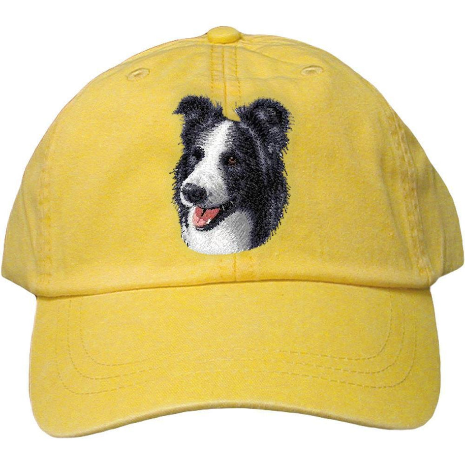 Embroidered Baseball Caps Yellow  Border Collie D16