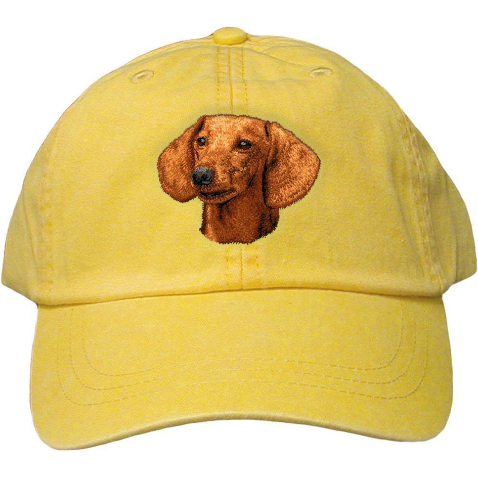 Embroidered Baseball Caps Yellow  Dachshund D29