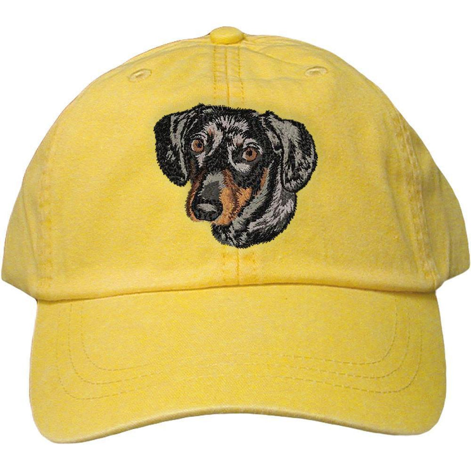 Embroidered Baseball Caps Yellow  Dachshund DJ367