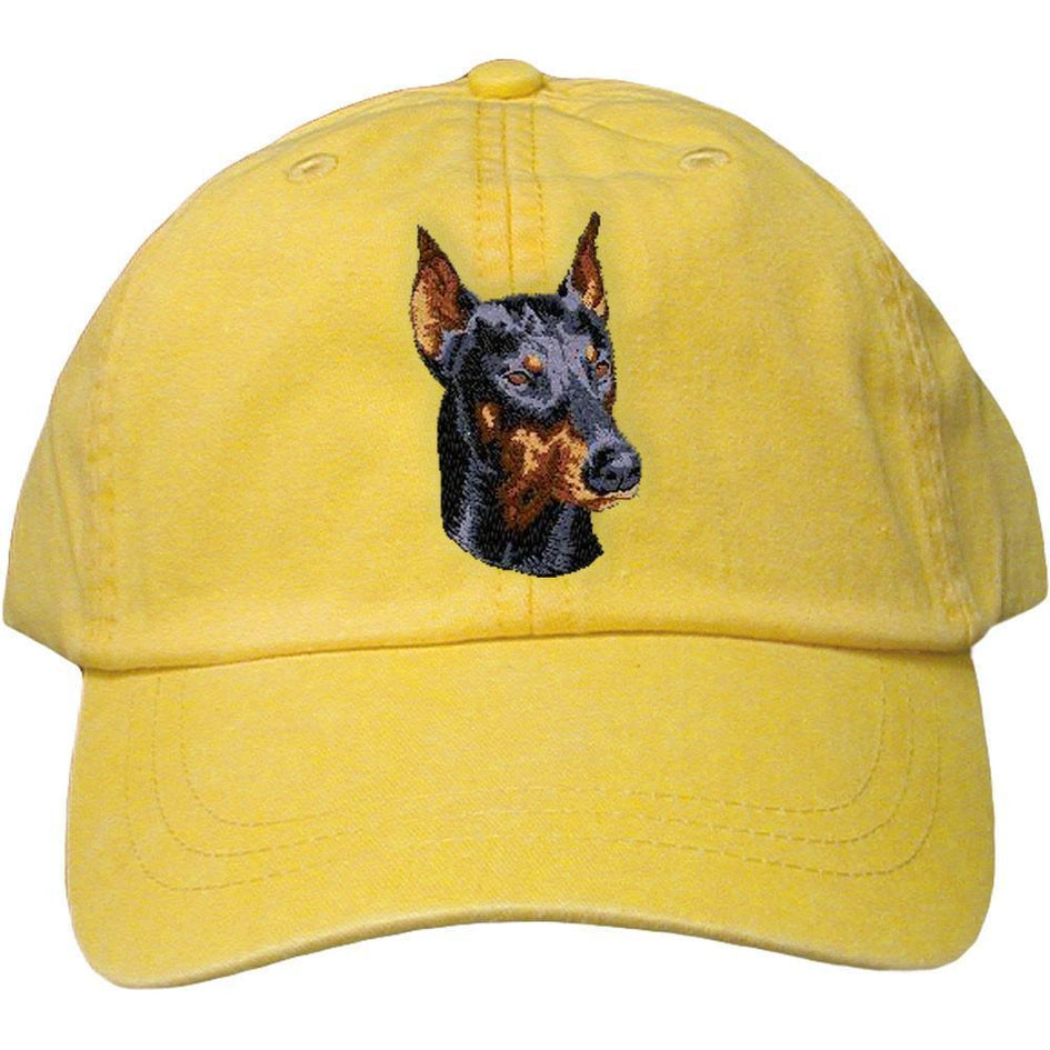 Embroidered Baseball Caps Yellow  Doberman Pinscher DM346