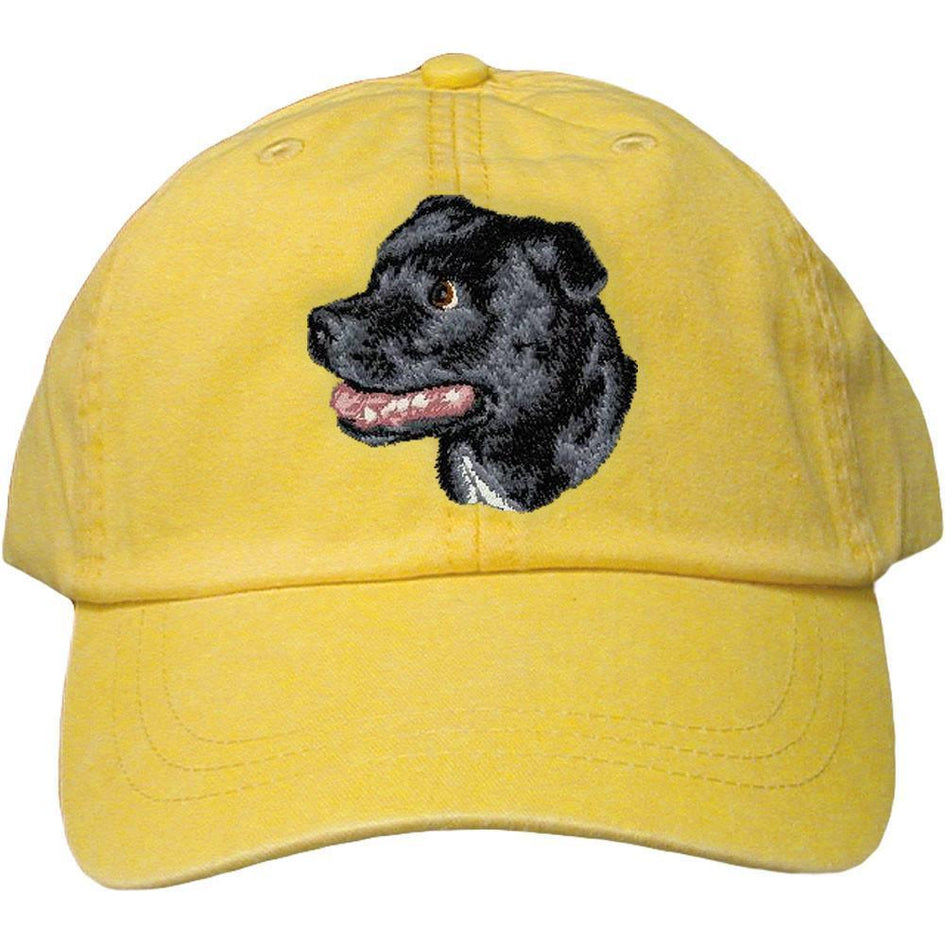 Embroidered Baseball Caps Yellow  Staffordshire Bull Terrier D113