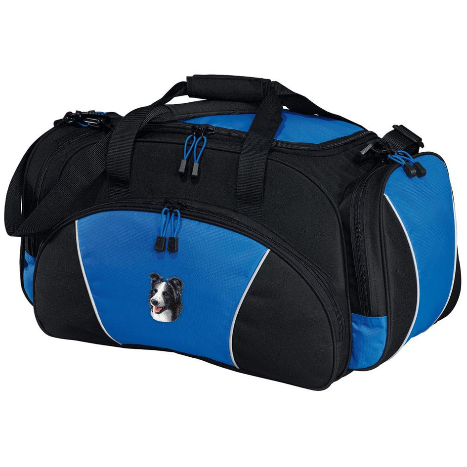 Embroidered Duffel Bags Royal Blue  Border Collie D16