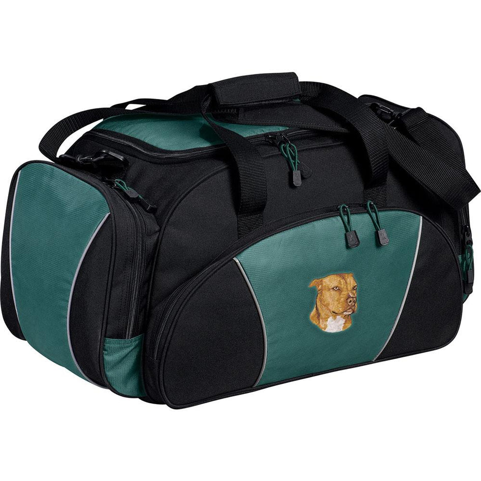 Embroidered Duffel Bags Hunter Green  American Staffordshire Terrier DN334