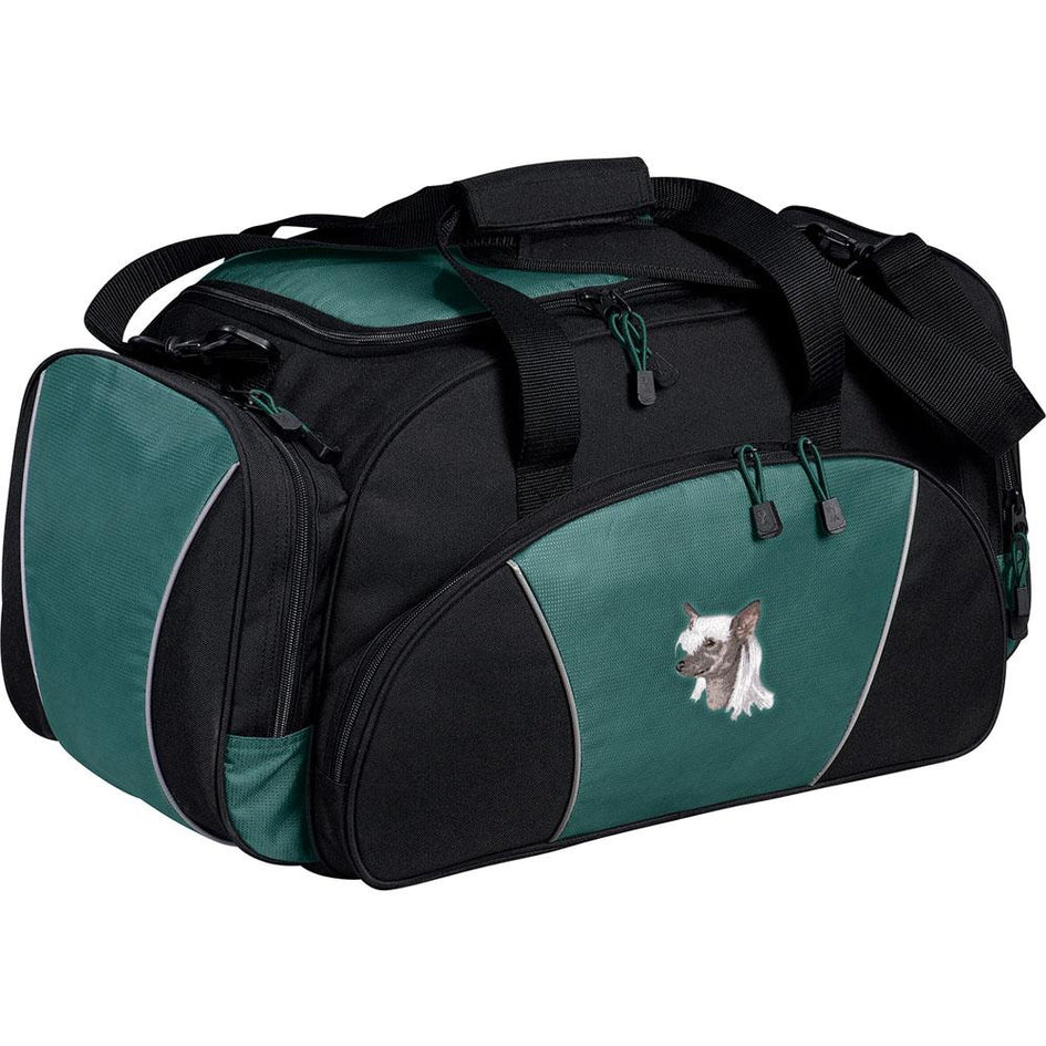 Embroidered Duffel Bags Hunter Green  Chinese Crested D140
