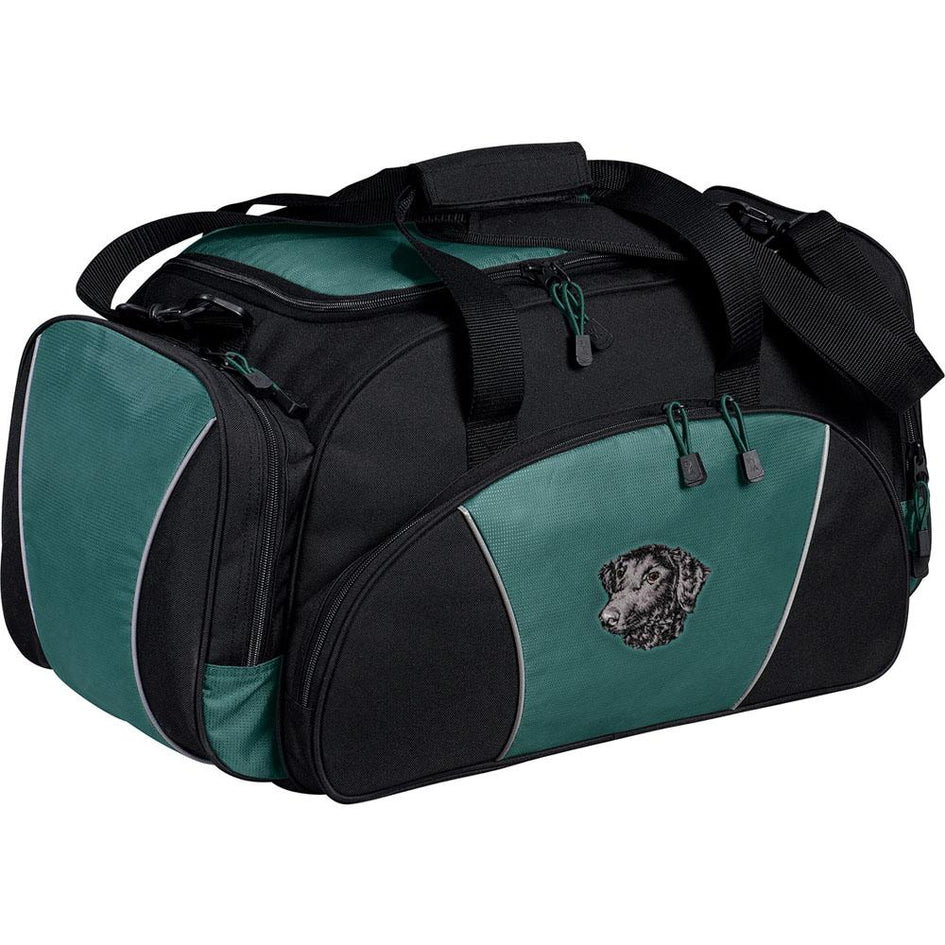 Embroidered Duffel Bags Hunter Green  Curly Coated Retriever D137