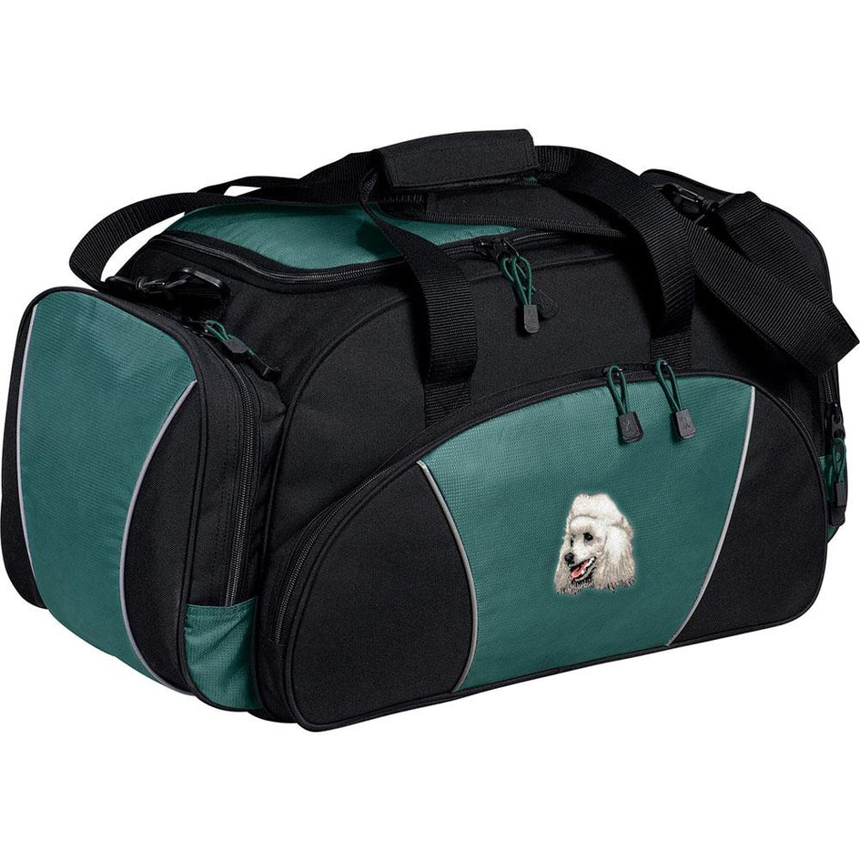 Embroidered Duffel Bags Hunter Green  Poodle D18