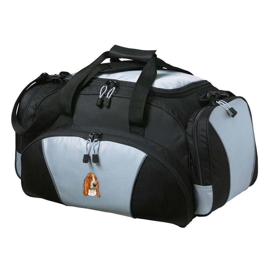 Embroidered Duffel Bags Gray  Basset Hound DV286