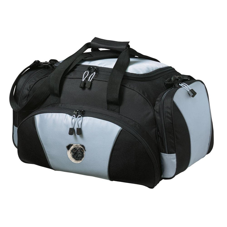 Embroidered Duffel Bags Gray  Pug D63