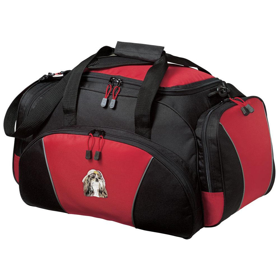 Embroidered Duffel Bags Red  Shih Tzu DN390