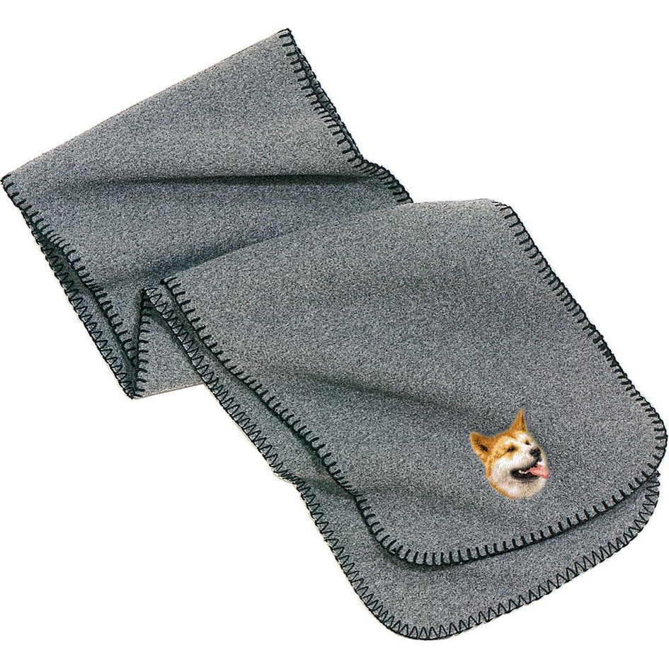 Embroidered Scarves Heather Gray  Shiba Inu D91
