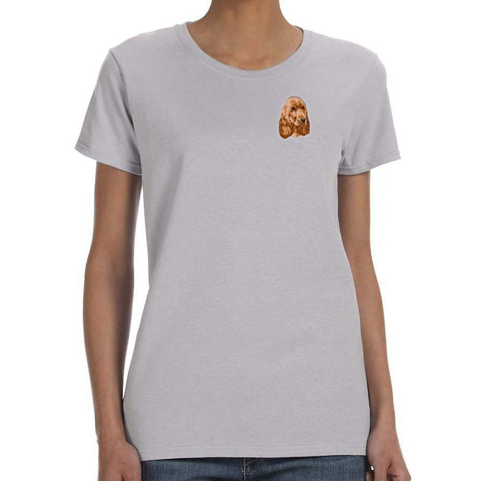 English Cocker Spaniel Embroidered Ladies T-Shirt